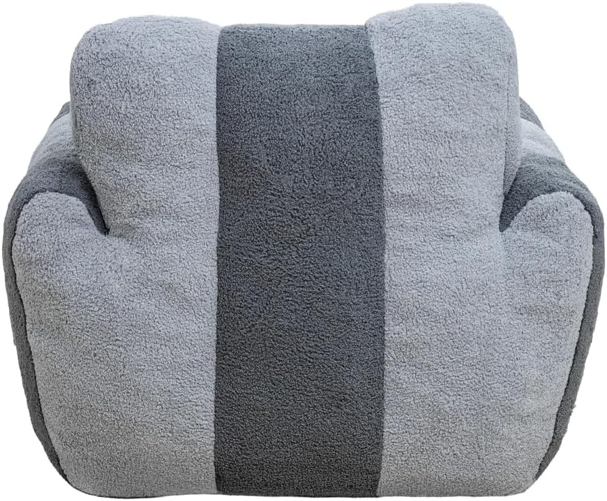 Bean Bag Chair, Comfy Teddy Fabric Lazy Sofa with Heart-Shaped Backrest, Large Reading Chair for Adults and Kids, 37.4x39.4x31.5 Inch (Gray + Teddy + Foam)