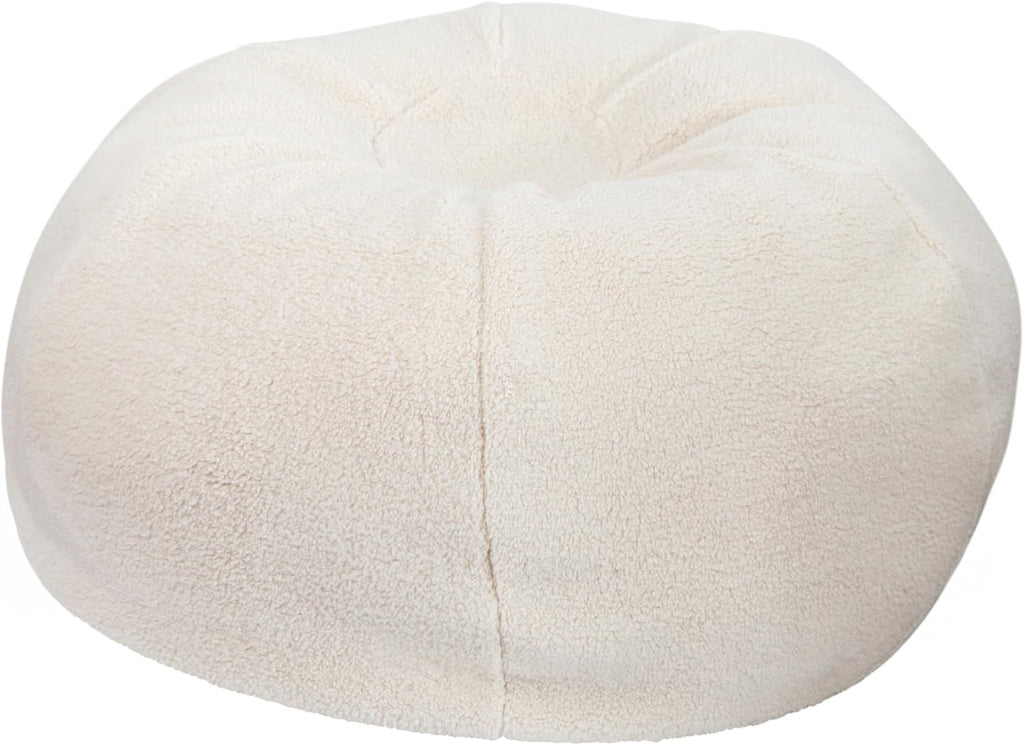 BizChair Sherpa Bean Bag Chair, Classic Refillable Bean Bag Chair for Kids and Teens, Large, Natural