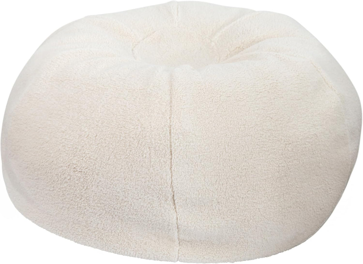 BizChair Sherpa Bean Bag Chair, Classic Refillable Bean Bag Chair for Kids and Teens, Large, Natural