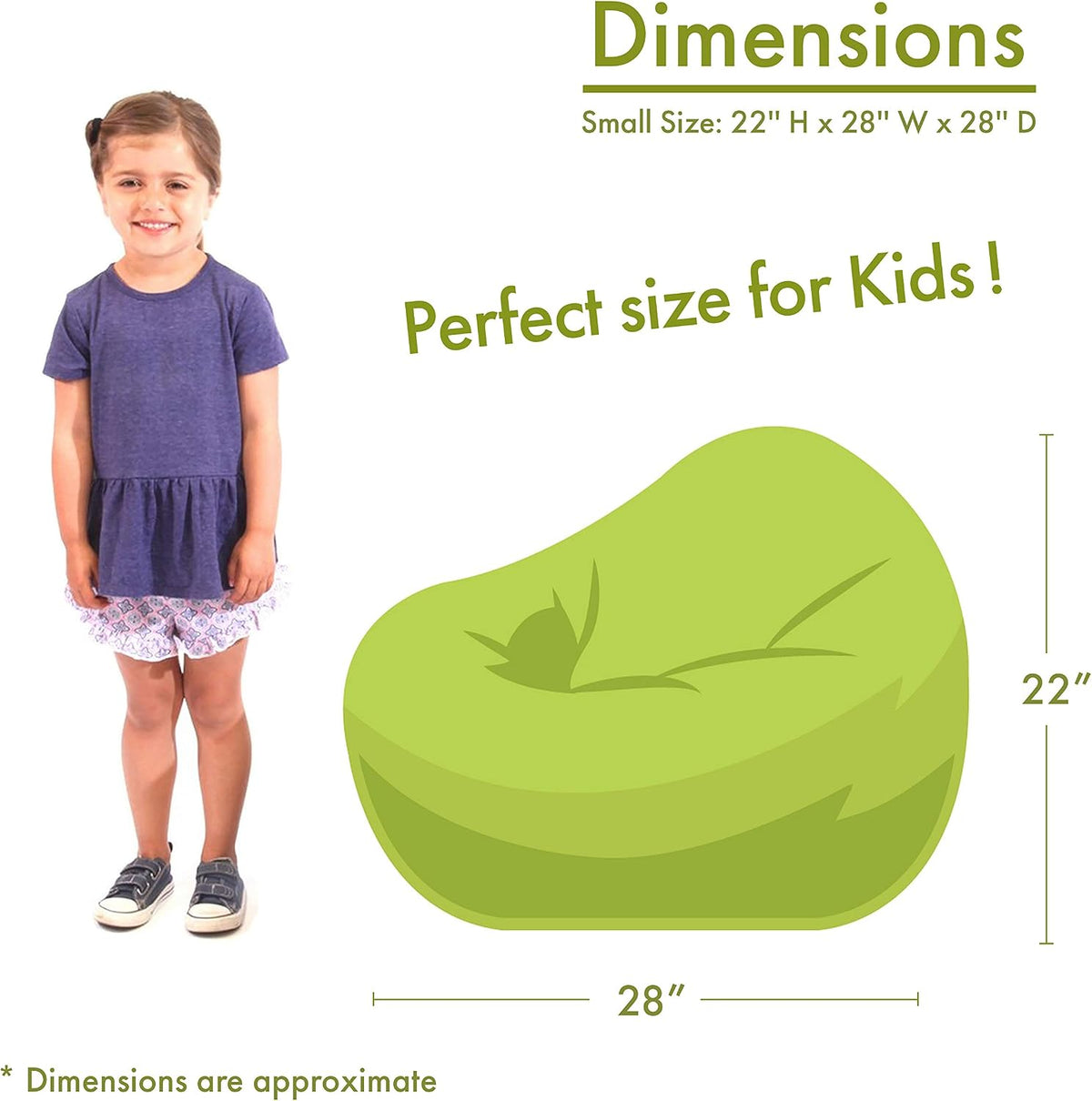 Majestic Home Goods Classic Bean Bag Chair - Chevron Giant Classic Bean Bags for Small Adults and Kids (28 x 28 x 22 Inches) (Baby Pink)