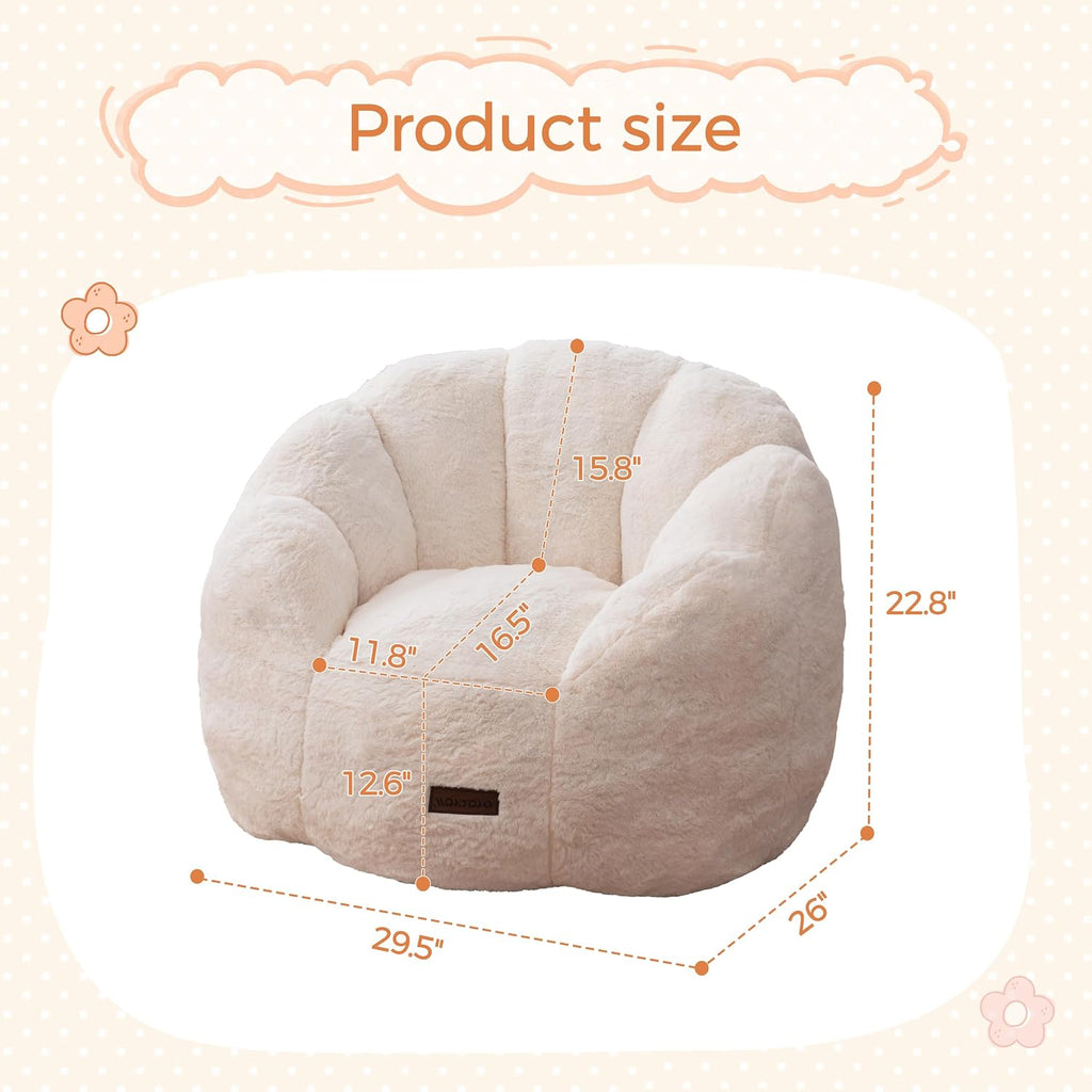 MAXYOYO Kids Bean Bag Chair, Floral Shaped Bean Bag Sofa, Beige