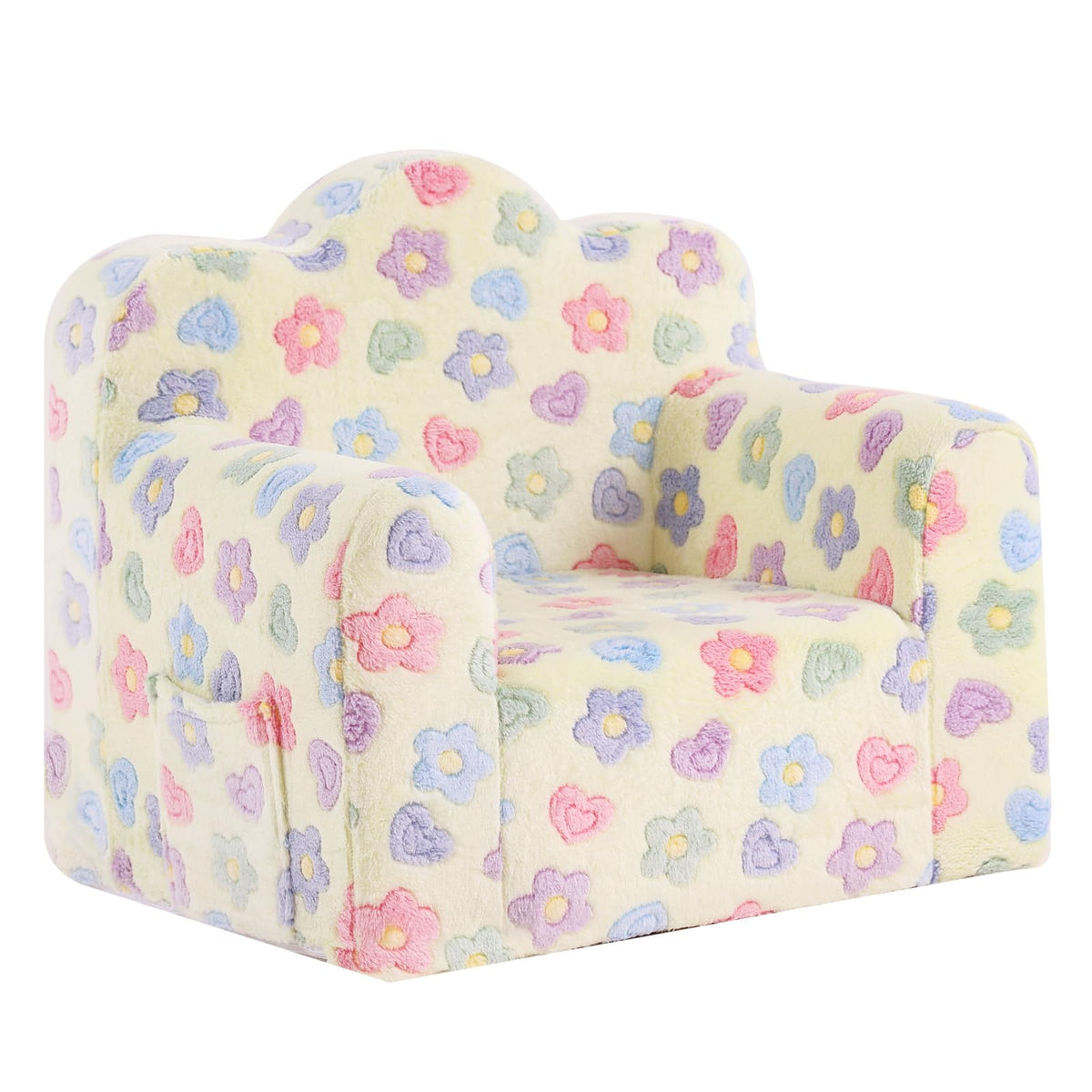 Tiita Kids Sofa, Childrens Couch with Carry Handle, Portable Toddler Foam Sofa Couch, Glow in The Dark Nursery Kids Couch, Lightweight Kids Chair for Playroom, Dorm Room, Small Space, Flower