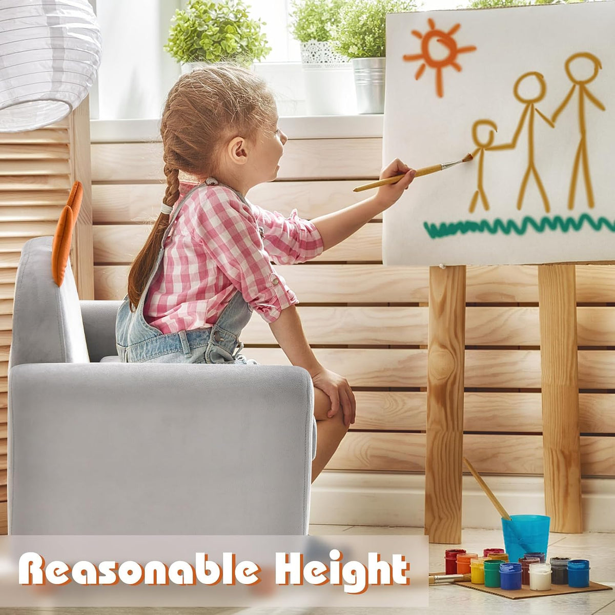 INFANS Kids Sofa, Children Armrest Chair with Sturdy Wood Construction and Dutch Velvet, Upholstered Toddler Armrest Couch Furniture for Nursery Kindergarten Playroom Preschool, Gift for Boys Girls