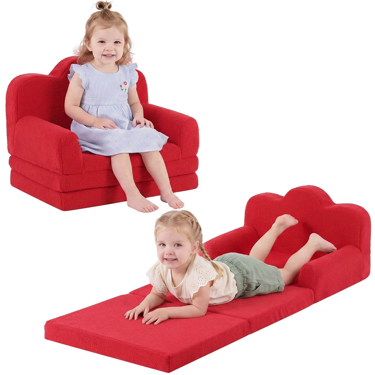 Tiita Kids Sofa, Childrens Couch with Carry Handle, Portable Toddler Foam Sofa Couch, Glow in The Dark Nursery Kids Couch, Lightweight Kids Chair for Playroom, Dorm Room, Small Space, Flower