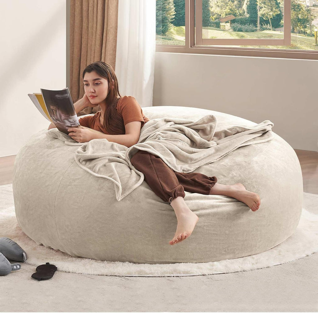 6FT Bean Bag Chair, Memory Foam Filled Adult Bean Bag Sofa