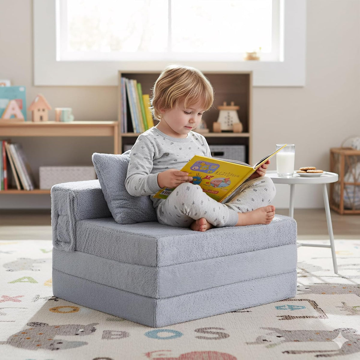 Kids Floor Mat, Trifold Futon Sofa, Portable Folding Play Mats for Playroom