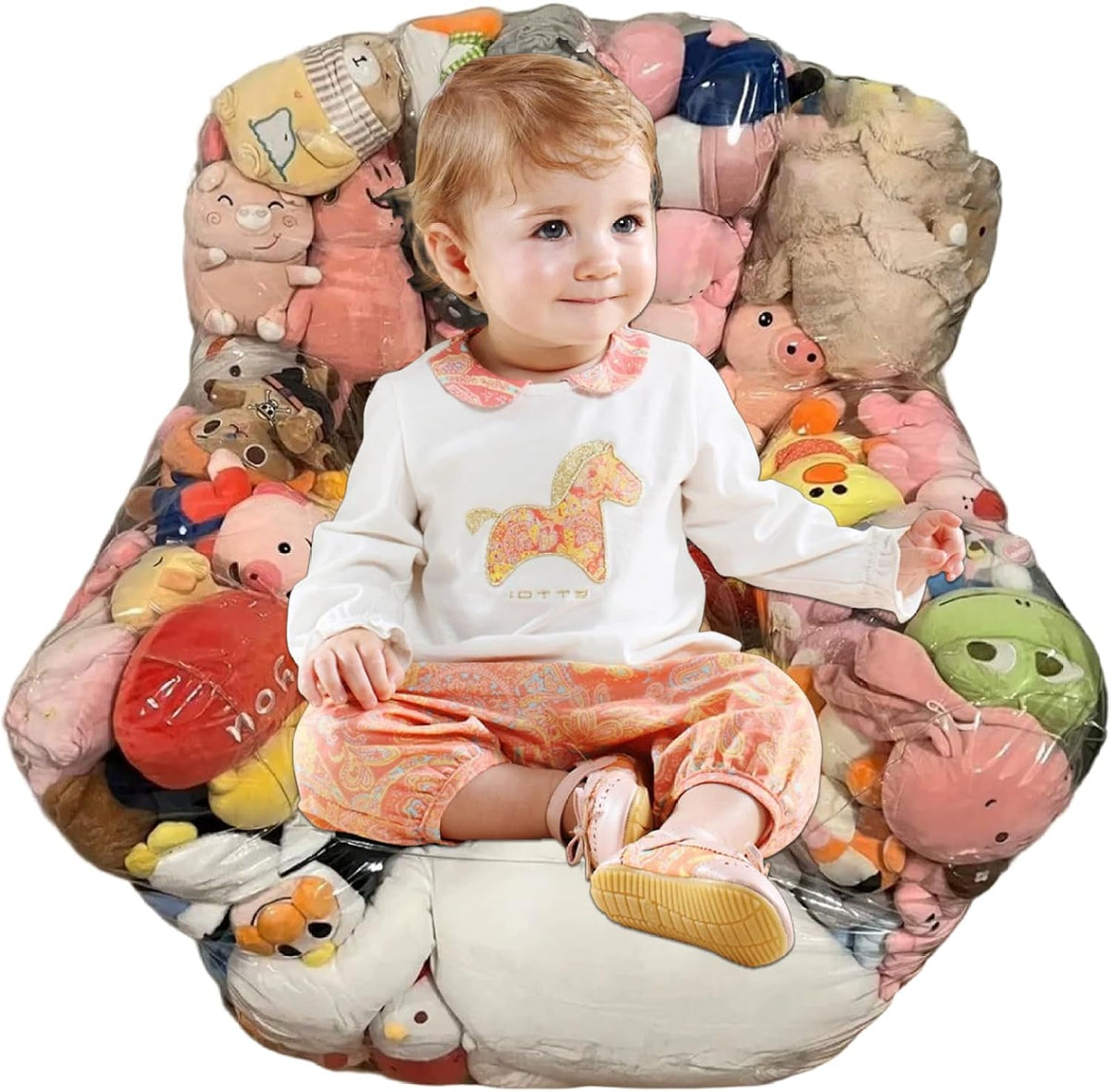 Bean Bag Stuffed Animal Storage Waterproof PVC Clear Bean Bag with Zipper Stuffable for Kids Toddler Armchair for Organizing Kids Rooms Stuffed Animal Storage Toy Bags Bath Toy