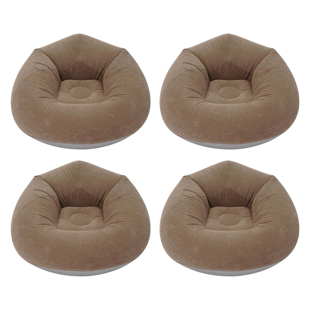 4Pcs Inflatable Chairs, 39.4x23.6in Outdoor Foldable Inflatable Lazy Sofa, Portable Inflatable Bean Bag Sofa Chairs with High-End Foot-Operated Air Pump (Orange)
