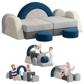 HedoAjim 7 PCS Modular Kids Play Block Sofa Child Couch Toddler Building Fortplay Bedroom Playroom Baby Convertible Floor Foam Cushion for Boys & Girls(Beige-Single)