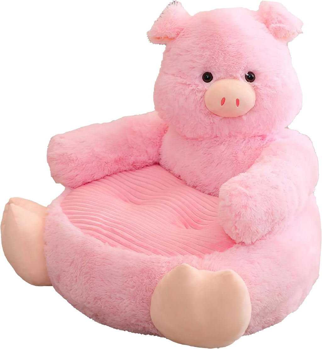 Animal Shaped Bean Bag Chair, Soft Washable Sofa Pouf, Creative Armchair in Multiple Cartoon Styles (Pig)