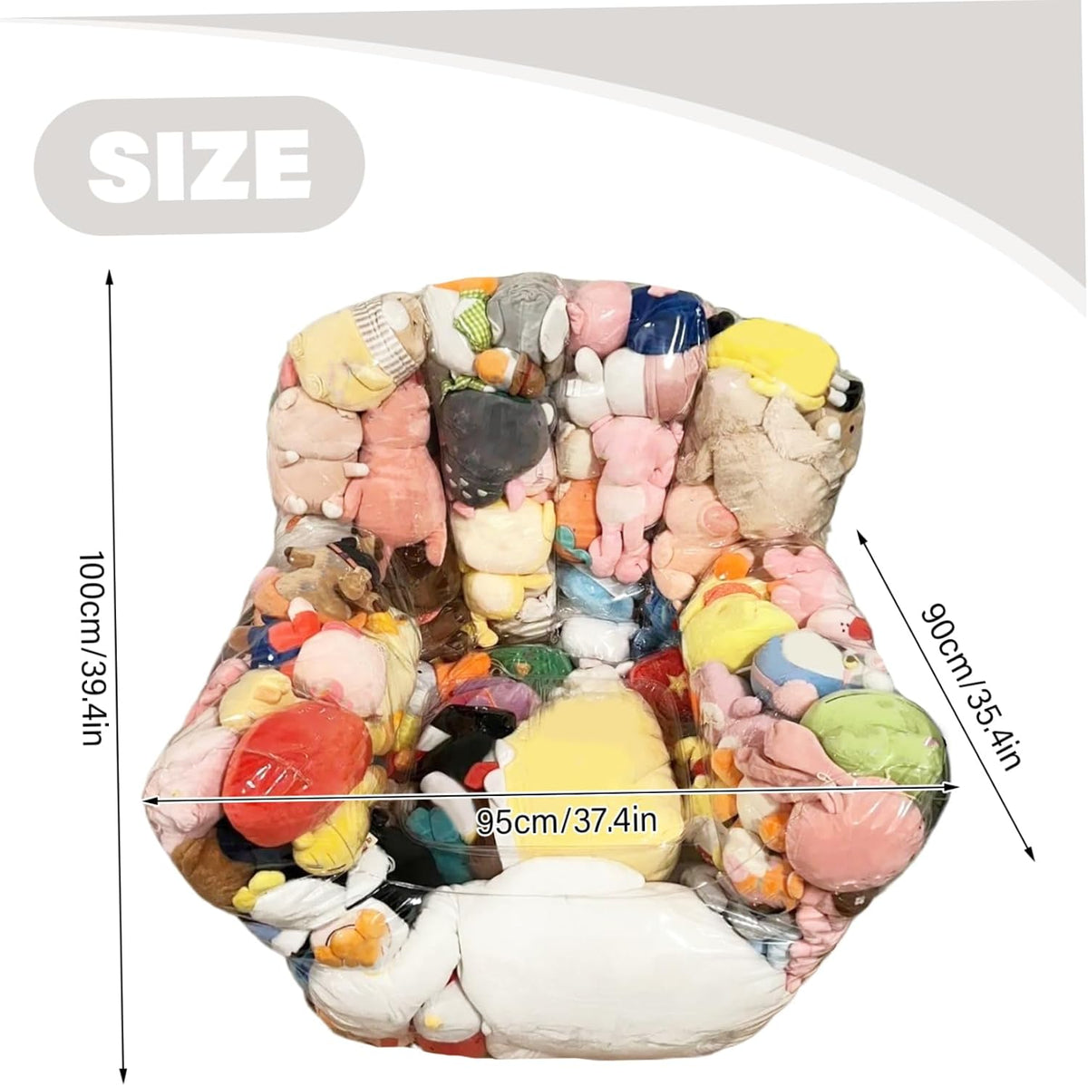 Bean Bag Stuffed Animal Storage Waterproof PVC Clear Bean Bag with Zipper Stuffable for Kids Toddler Armchair for Organizing Kids Rooms Toy Storage Bags Stuffed Animal Bath Toy