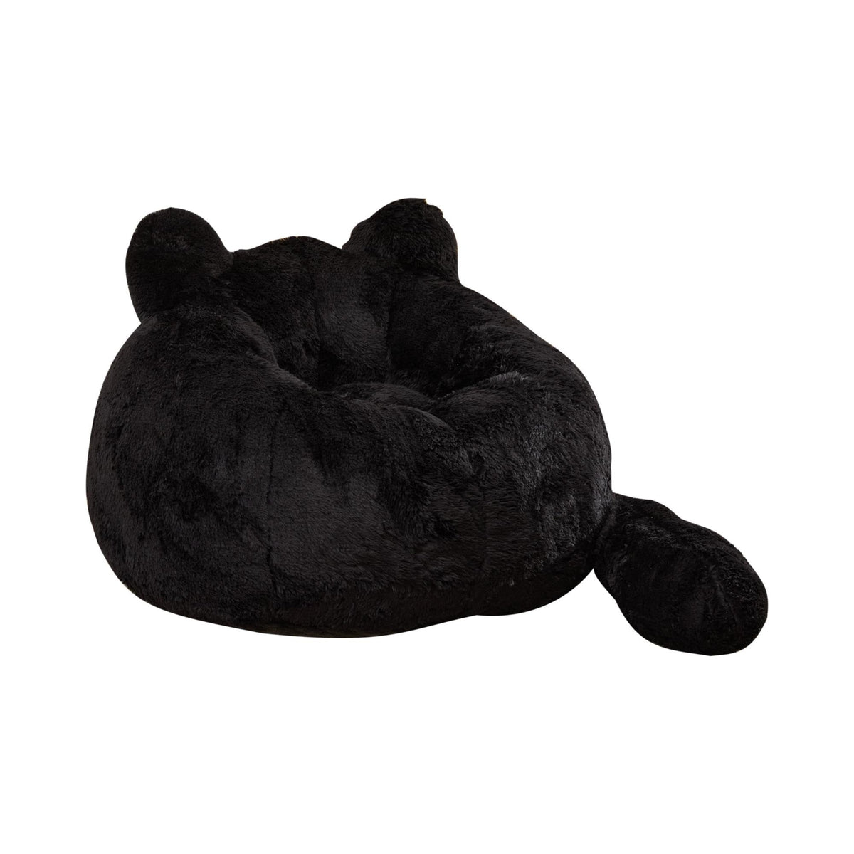 41.7 Inch Faux Fur Bean Bag Chair, Cat Shaped with Tail Pillow, Floor Sofa