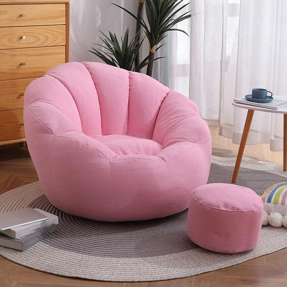 3 ft Bean Bag Chair for Teens, (No Filler) Stuffed Animal Storage Bean Bag Chair Cover Soft Premium Stuffable Bean Bag Chair Cover Leakproof Furniture Protector,Red