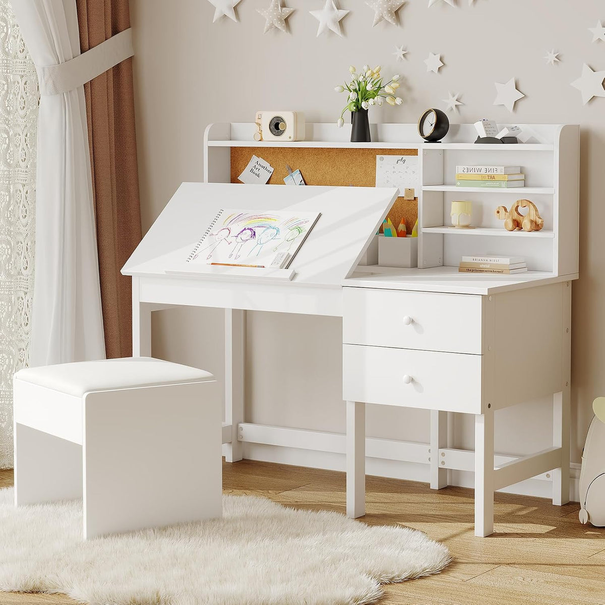 Garvee Kids Desk and Chair Set with Adjustable Tilt Desktop