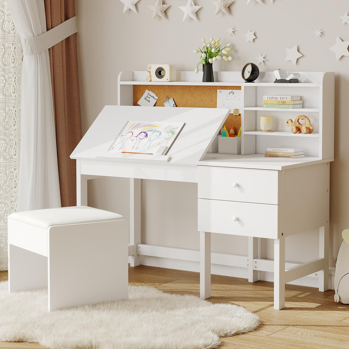 Garvee Kids Desk and Chair Set with Adjustable Tilt Desktop