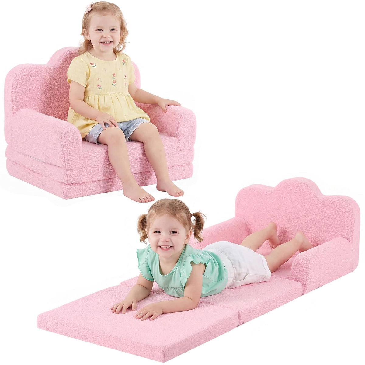 Tiita Kids Sofa, Childrens Couch with Carry Handle, Portable Toddler Foam Sofa Couch, Glow in The Dark Nursery Kids Couch, Lightweight Kids Chair for Playroom, Dorm Room, Small Space, Flower