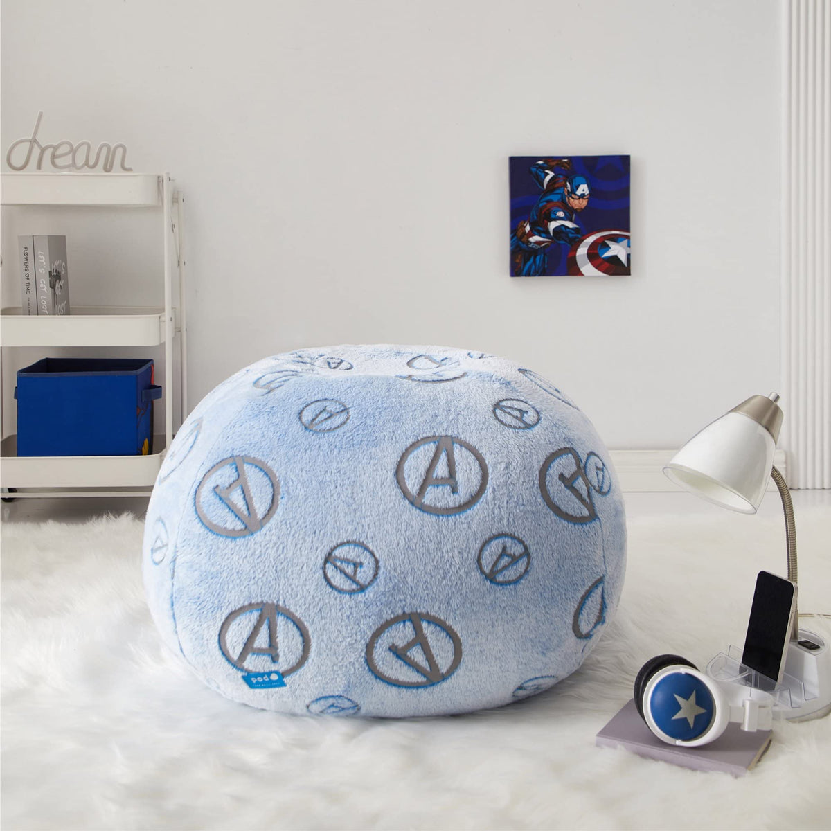 Idea Nuova Nickelodeon JoJo Siwa Embossed Faux Fur Round Bean Bag Chair for Kids,24"x24"x18"