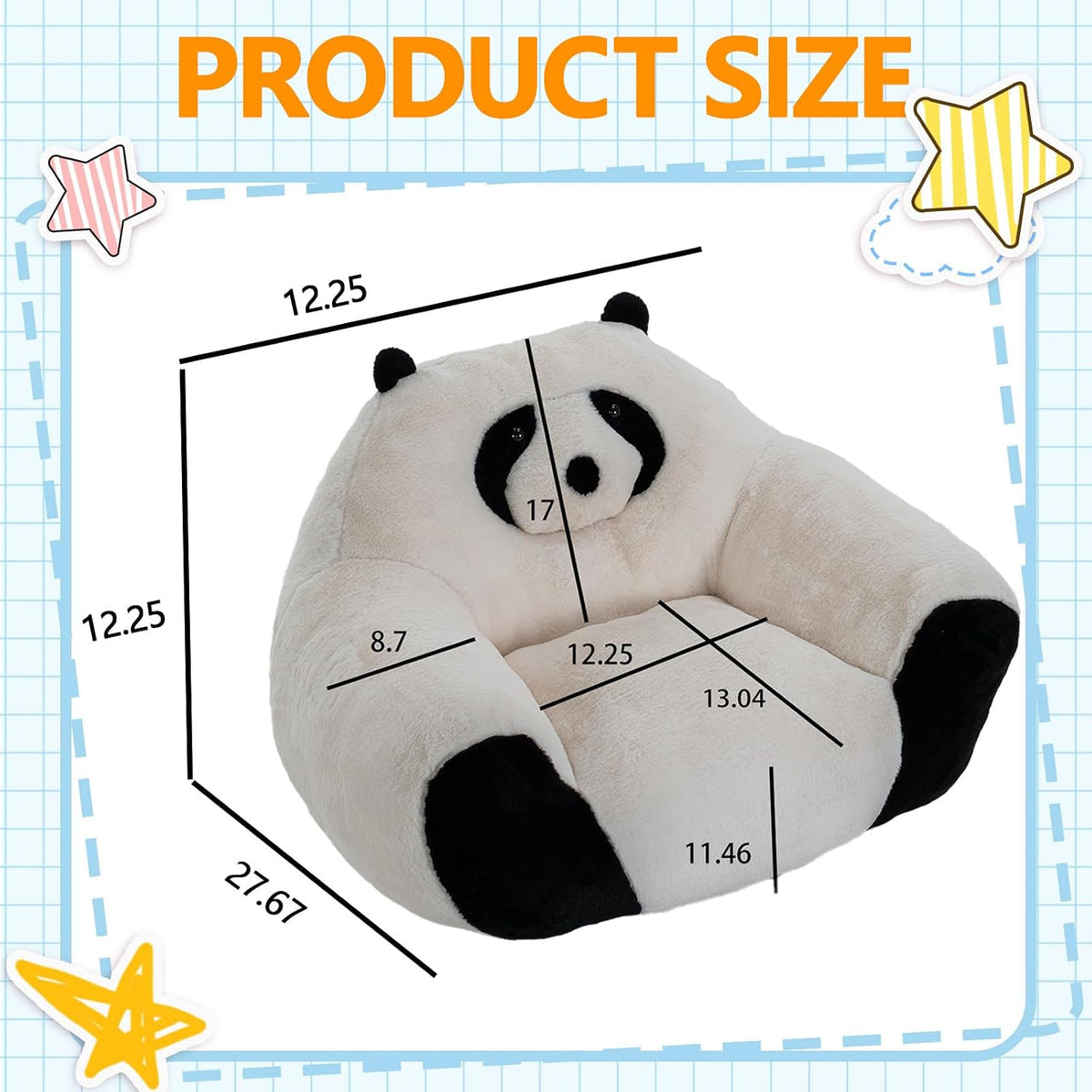 Majnesvon Panda Kid Bean Bag with Filler, Small Beanbags for Kids, Fluffy Bean Bag Chair & Single Seat Sofa for Bedroom Living Room Children's Room