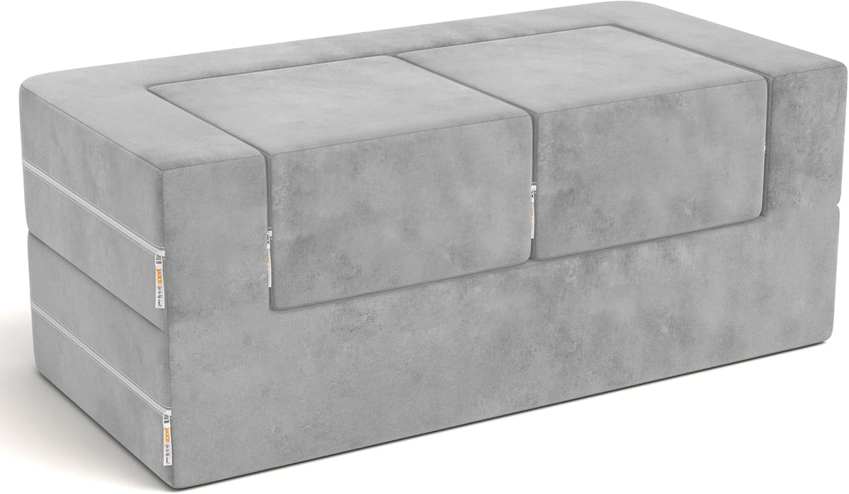 Jaxx Zipline Kids Modular Loveseat & Ottomans/Fold Out Lounger, Platinum