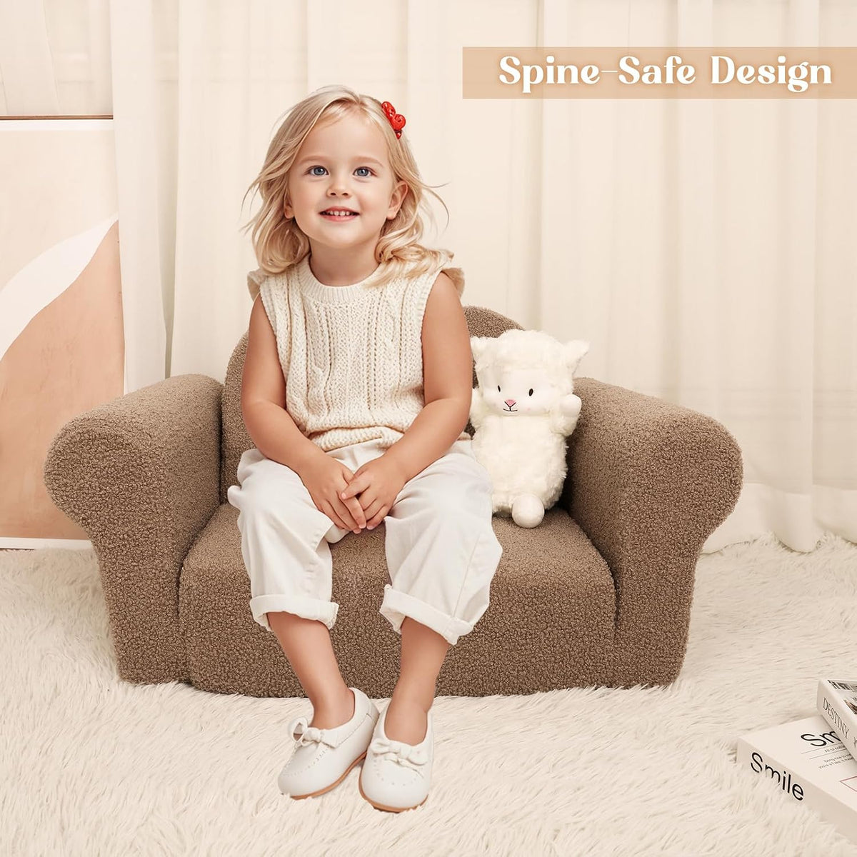 Chairs for childrenr, 2-in-1 Toddler Soft Teddy Couch Fold Out, Convertible Chair to Lounger for Girls and Boys|Safety Certified | Gift for Children