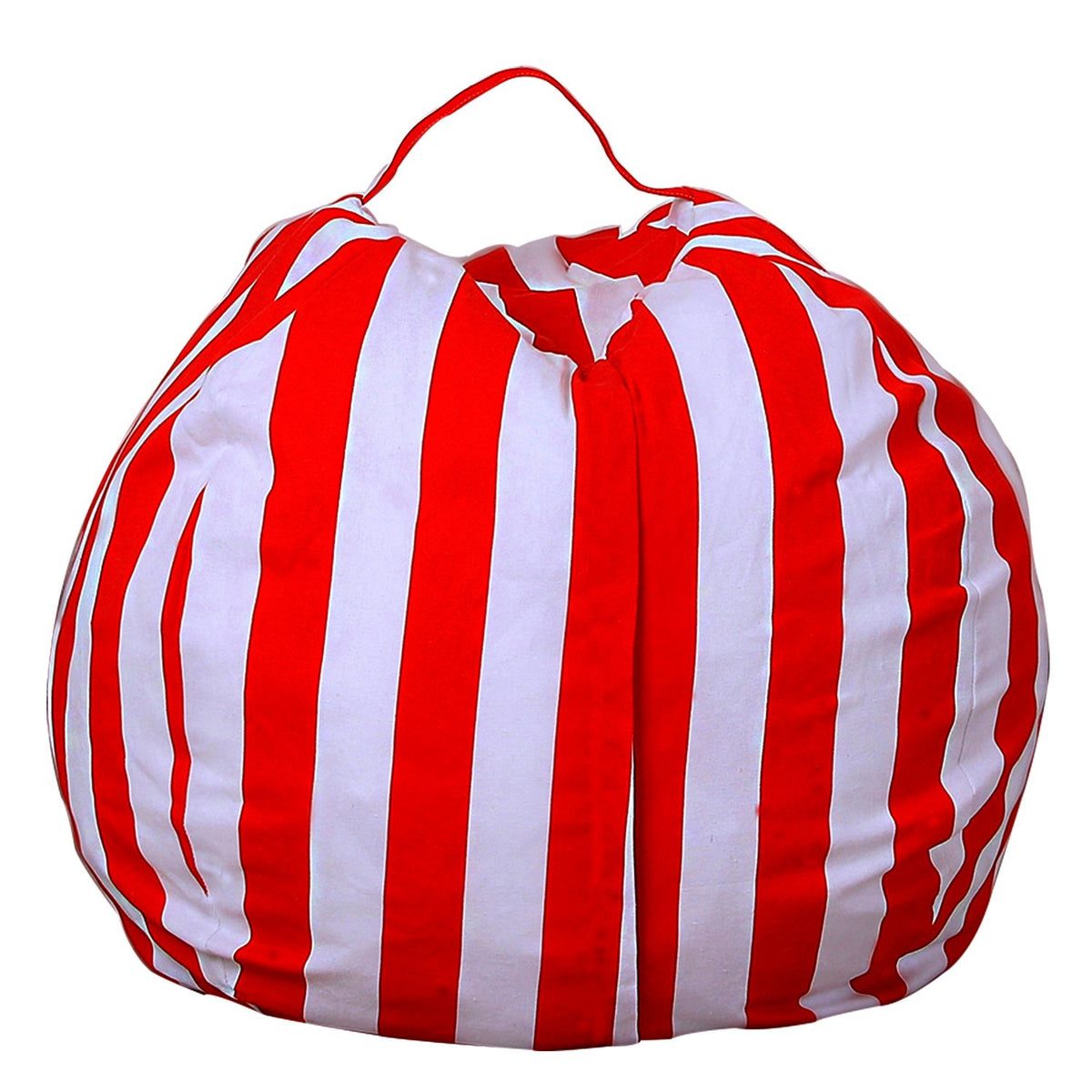 ELEOPTION Stuffed Animal Storage Bean Bag Chair Cover, Large Size 38inch Cotton Canvas Children Plush Toy Organizer Storage Bag Fill Fun Chair for Kids Room or Bedroom (Strawberry, 32in)
