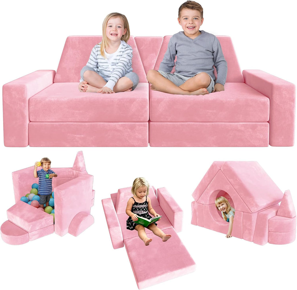 YEFU 15pcs Modular Kids Play Couch，1000+ Imagination Creative Play