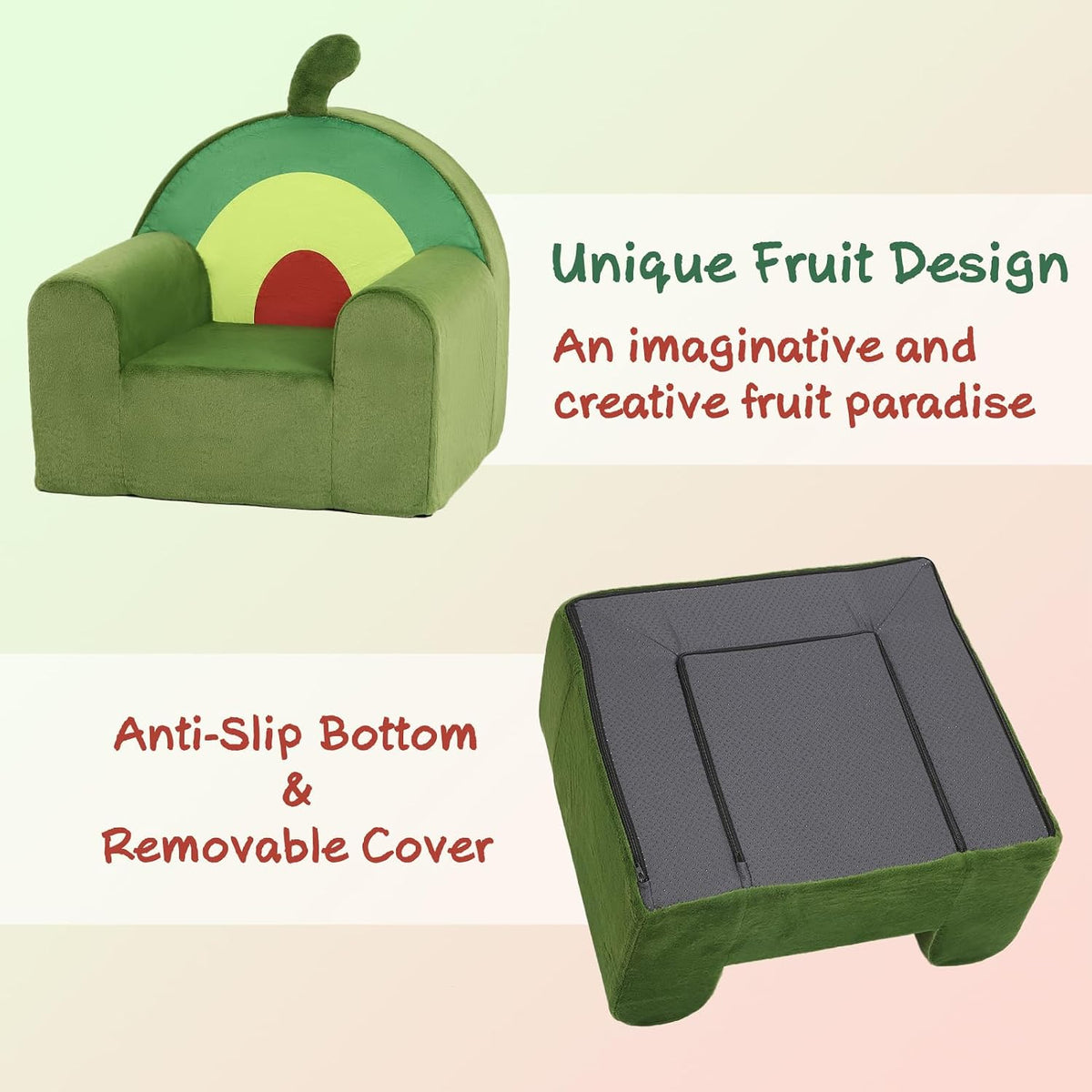 MOMCAYWEX Comfy Cute Kids Chair, Soft Kids Couch with High Density Foam, Kids Reading Chair, Dark Green