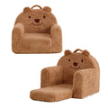 Toddler Chair,Sherpa Bear Toddler Couch Fold Out,Children Reading Chair,Flip Out Kids Couch,Kids Sofa Convertible for Gift (Brown Bear)