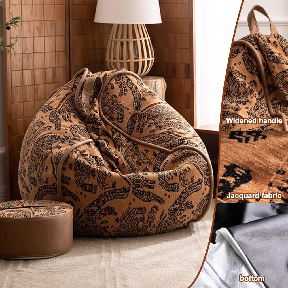 Bean Bag Chair (No Filler) Boho Rainbow Kids Bean Bag Chair-Cover Stuffed Animal Storage Bean Bag Comfy Chair Living Room Furniture Bedroom Furniture for Girls Boys Indoor Outdoor(Green,70CM)