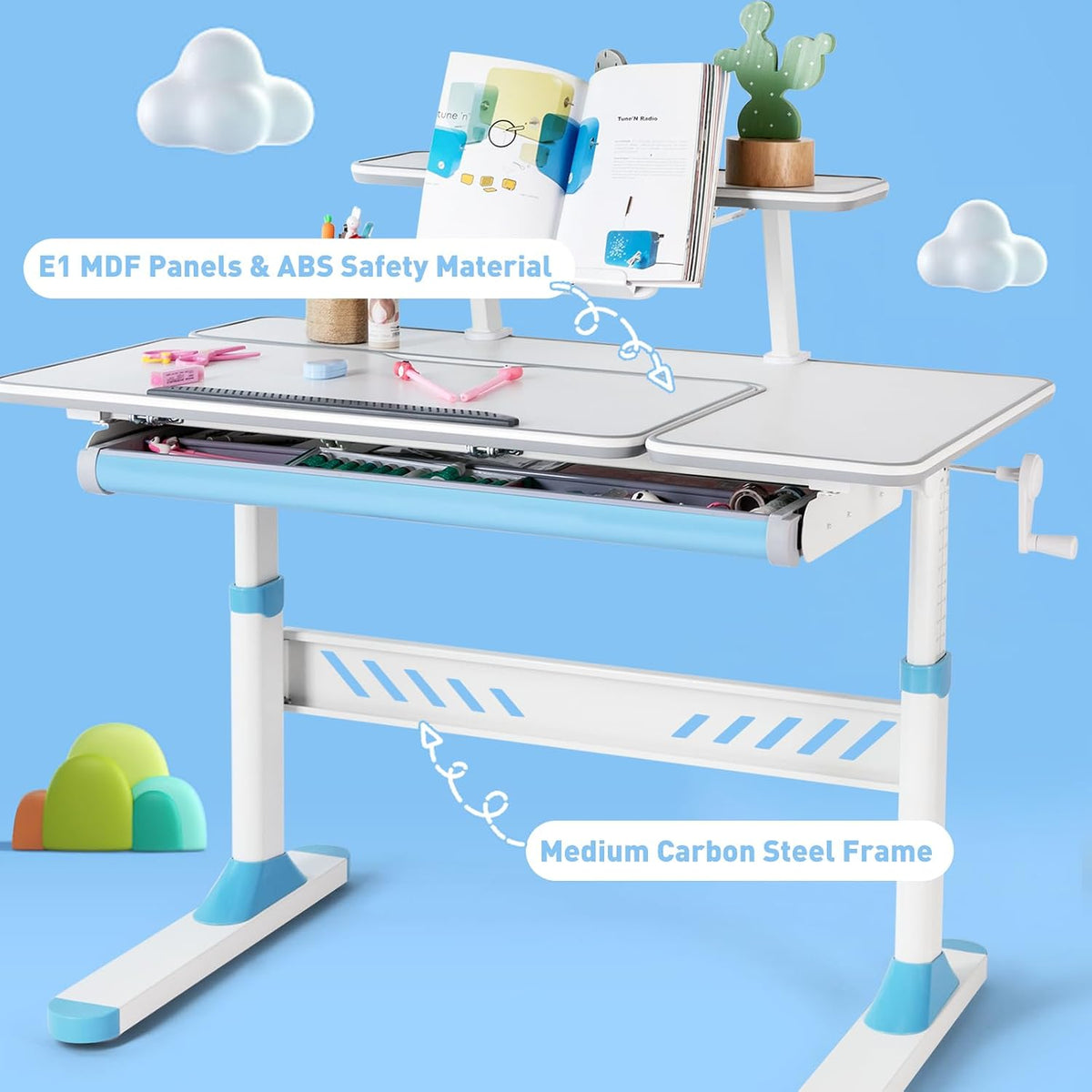 COSVALVE Adjustable Kids Desk & Ergonomic Chair Set with Drawer Bookstand