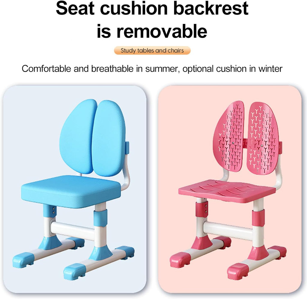 Kids Desk and Chair Set, Adjustable Height Children's Study Desk with Chair, Ergonomic Dual Back Support, 80" Wide Desktop, Astronaut Theme, for Ages 3-18, Easy Assembly (Pink)