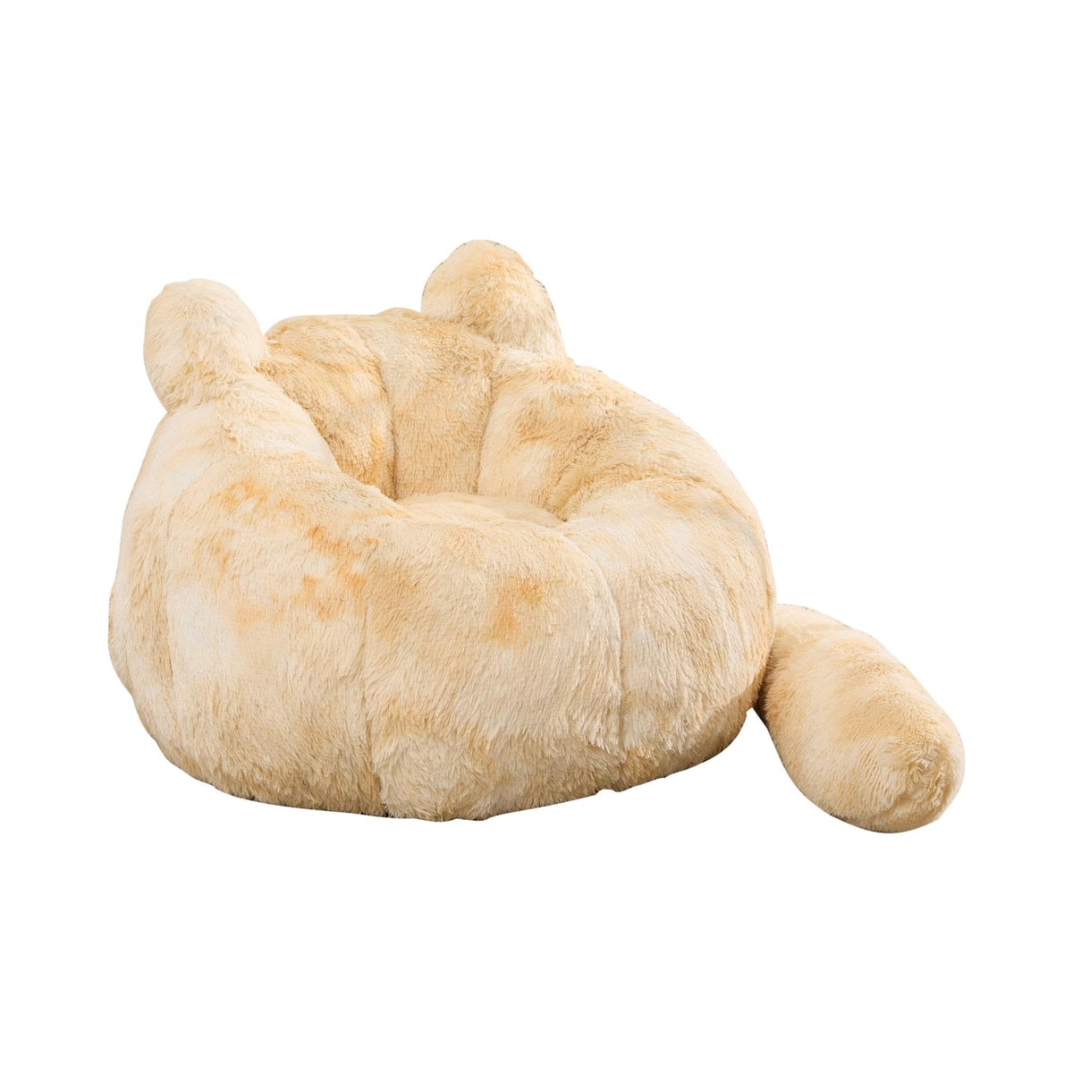 41.7 Inch Faux Fur Bean Bag Chair, Cat Shaped with Tail Pillow, Floor Sofa