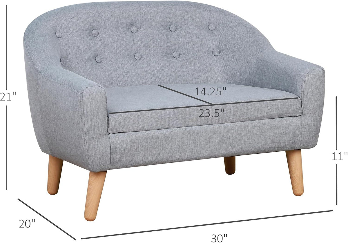 Qaba 2-Seat Kids Sofa Children's Couch Ages 3-7 11" High Seat Gray