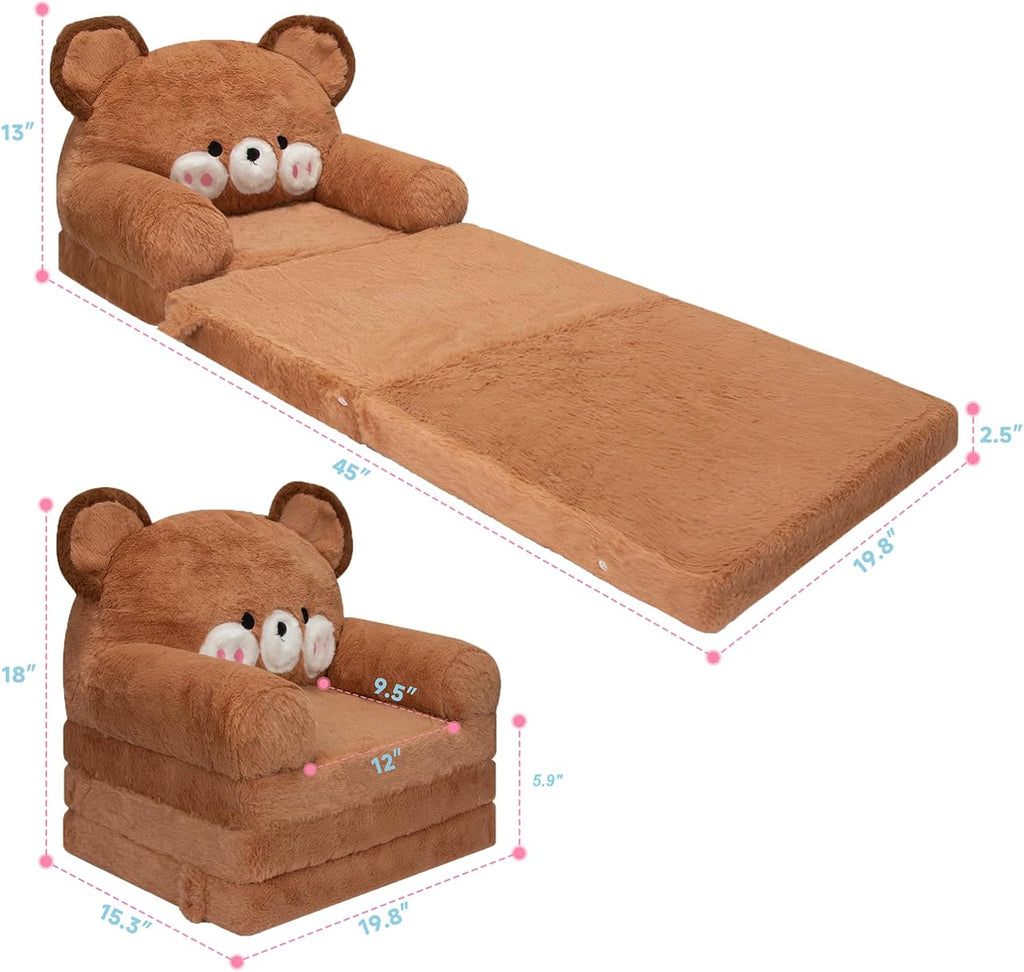 MONKISS Kids Couch, Toddler Chair Comfy, 2 in 1 Fold Out Kids Sofa