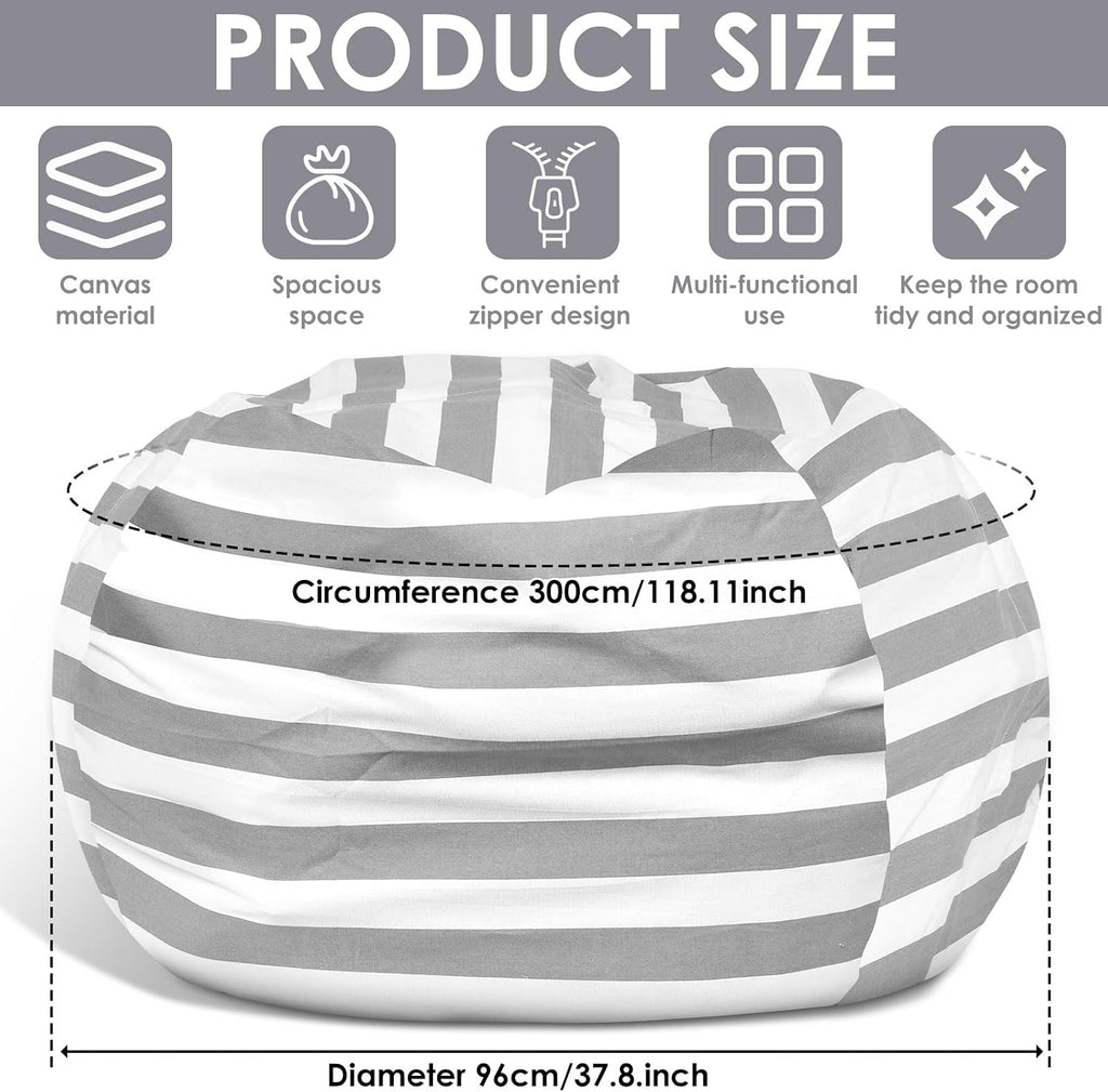 Bag Storage Chair Cover Versatile with Zipper, 38 in Long Stuffed Animal Storage Bean Bag Chair Cloth for Kids, Sturdy Beanbag Covers, Large Capacity Storages Bean Bags Cover for Organizing Things