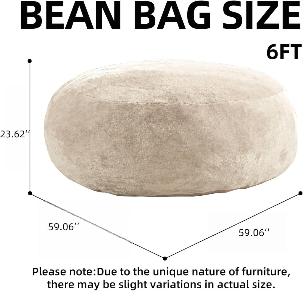 6FT Bean Bag Chair, Memory Foam Filled Adult Bean Bag Sofa