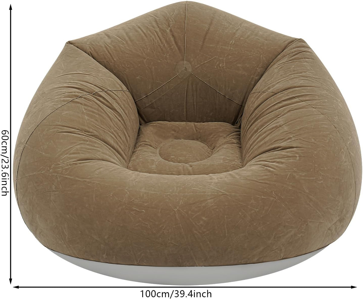 6 Pcs Inflatable Bean Bag Chairs for Adults with Foot Pump, 330lbs Capacity Blow up Couch Folding Portable Inflatable Couch Lazy Sofa for Living Room Reading Gaming (Coffee Color)