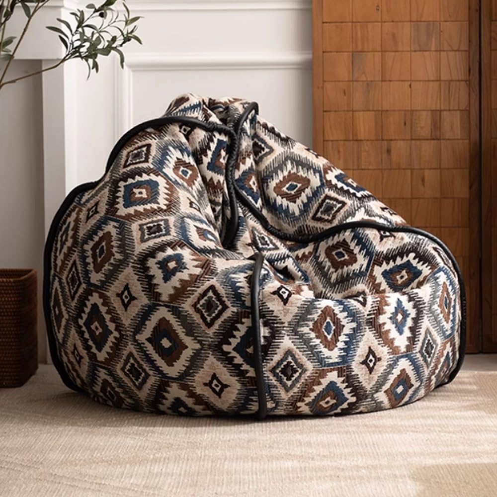 Bean Bag Chair (No Filler) Boho Rainbow Kids Bean Bag Chair-Cover Stuffed Animal Storage Bean Bag Comfy Chair Living Room Furniture Bedroom Furniture for Girls Boys Indoor Outdoor(Green,70CM)