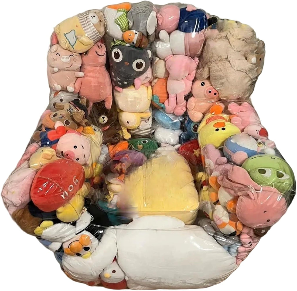 Bean Bag Stuffed Animal Storage Waterproof PVC Clear Bean Bag with Zipper Stuffable for Kids Toddler Armchair for Organizing Kids Rooms Stuffed Animal Storage Toy Bags Bath Toy
