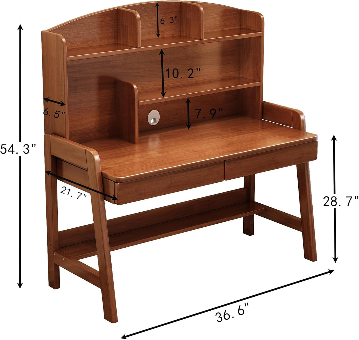 Kids Desk＆Table Wooden Children’s Study Desk with Bookshelf＆Two Drawers Children Study＆Writing＆Computer＆Workstation for 3 and Above(Brown