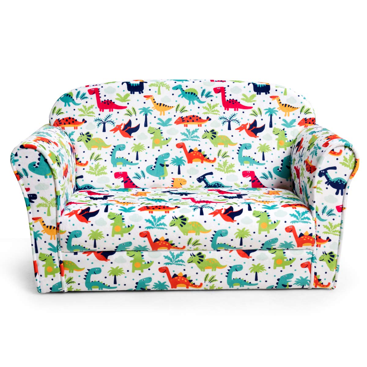 Costzon Kids Couch, Comfy Toddler Soft Sofa Chair with Fleece Fabric Cover, Kids Furniture for Playroom, Children Reading Armchair for Boys & Girls Gifts Aged 3+ (Medial,Red Mushroom)