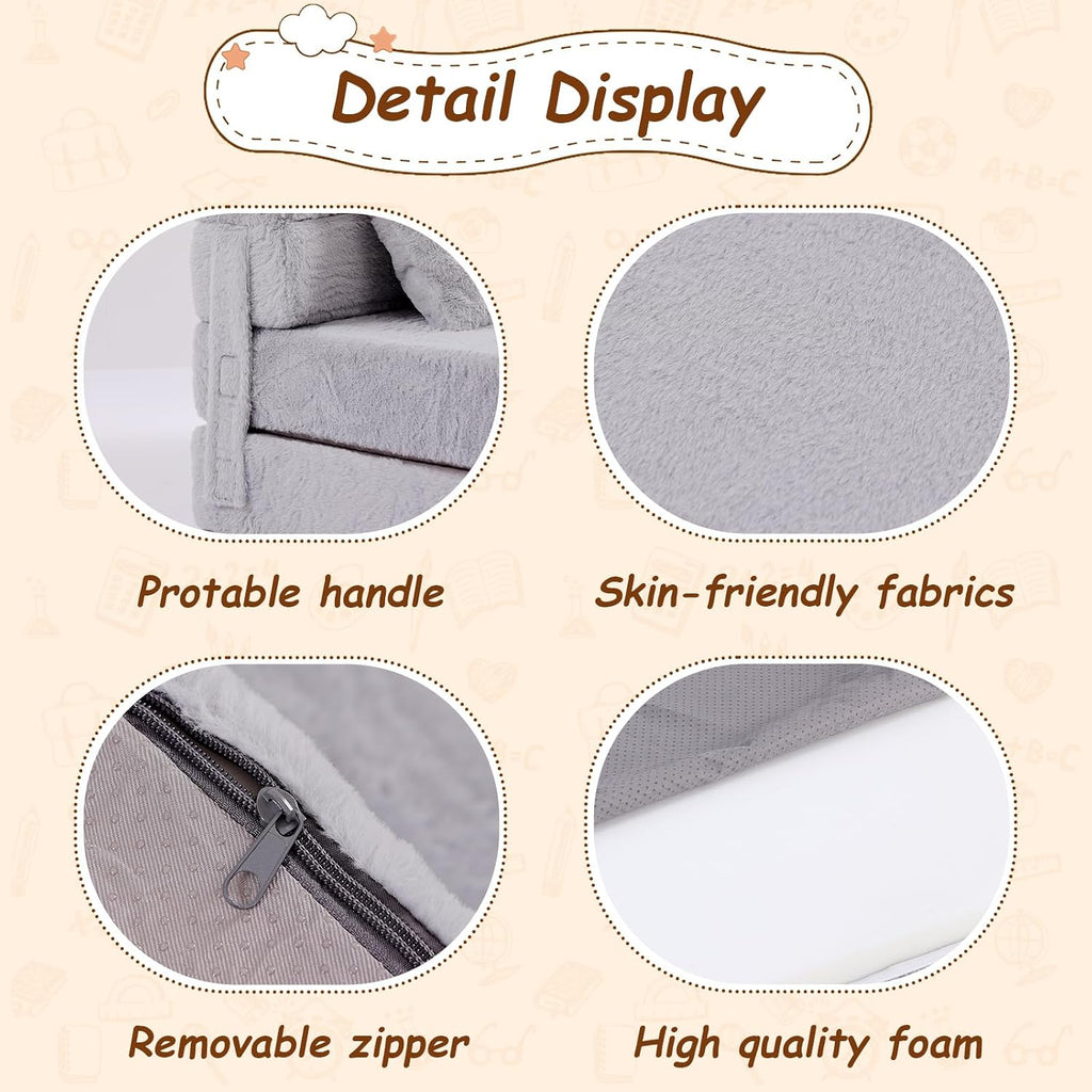 Foldable Sofa for Kids with Pillow, Washable Folding Floor Mat for Child