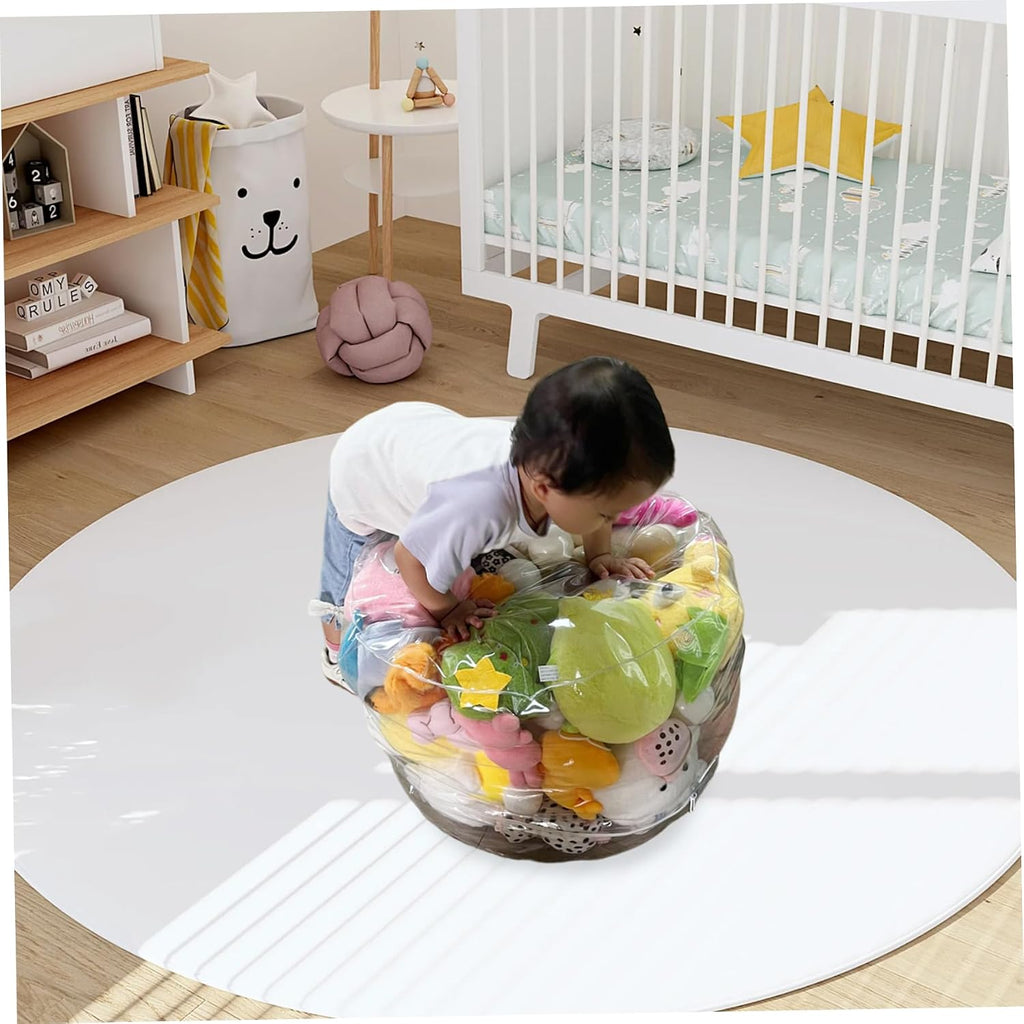 Bean Bag Stuffed Animal Storage Waterproof PVC Clear Bean Bag with Zipper Stuffable for Kids Toddler Chair Toy Storage and Room Organization