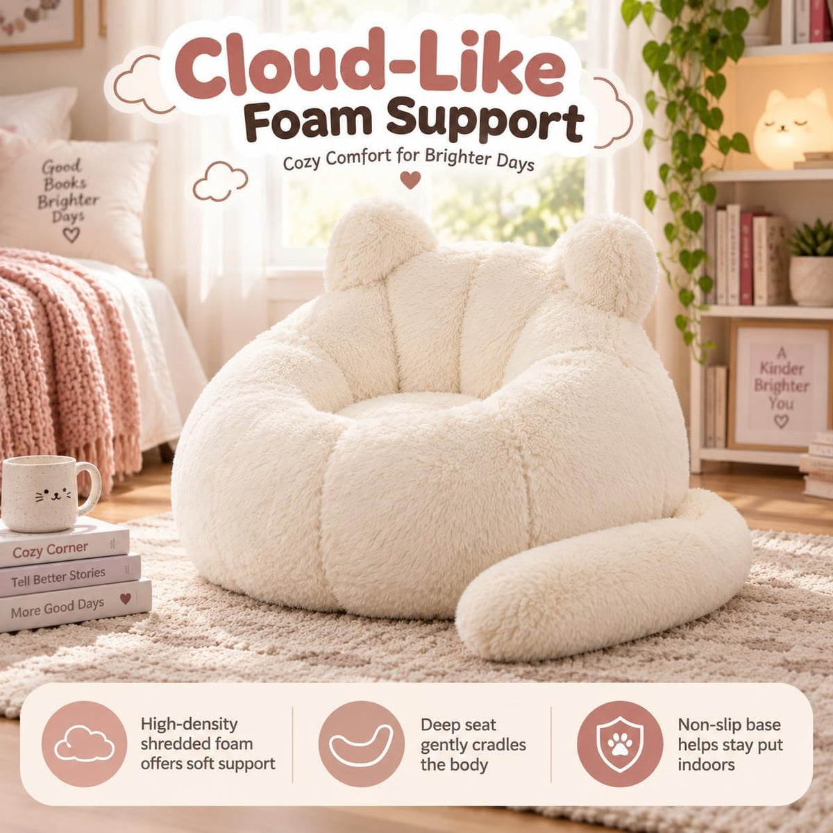 41.7'' W Cat Bean Bag Chair for Kids and Teens