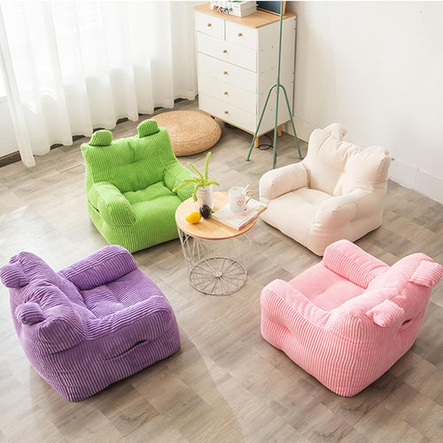 Bean Bag Chair Cover, (No Filler) Stuffed Animal Storage Premium Cotton Linen, Sun-Flower Shaped Relax Furniture for Decorate Your House 58x58x48cm,Yellow