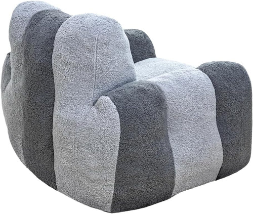 Bean Bag Chair, Comfy Teddy Fabric Lazy Sofa with Heart-Shaped Backrest, Large Reading Chair for Adults and Kids, 37.4x39.4x31.5 Inch (Gray + Teddy + Foam)