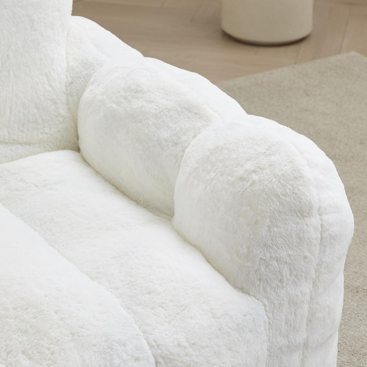 Lotus Flower Plush Single Sofa Chair, White, Super Soft Lazy Bean Bag Chair, 41.34 x 35.44 x 29.53 inches, Weight Capacity 380 lbs, for Living Room Bedroom