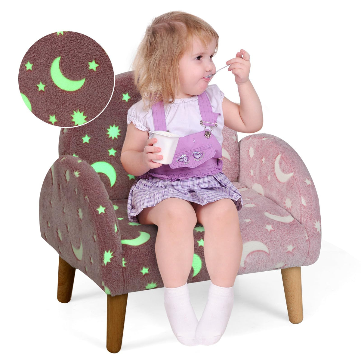INFANS Kids Sofa, Toddler Armchair with Solid Wooden Frame Anti-Tipping Design Plush Fabric, Upholstered Children Chair for Kindergarten Playroom Preschool, Gift for Boys Girls, Toddler Couch