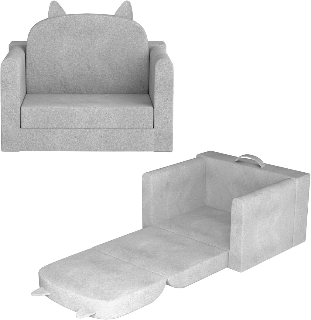 Kids Sofa Bed Ages 3+ with Washable Cover, Foldable Toddler Chair