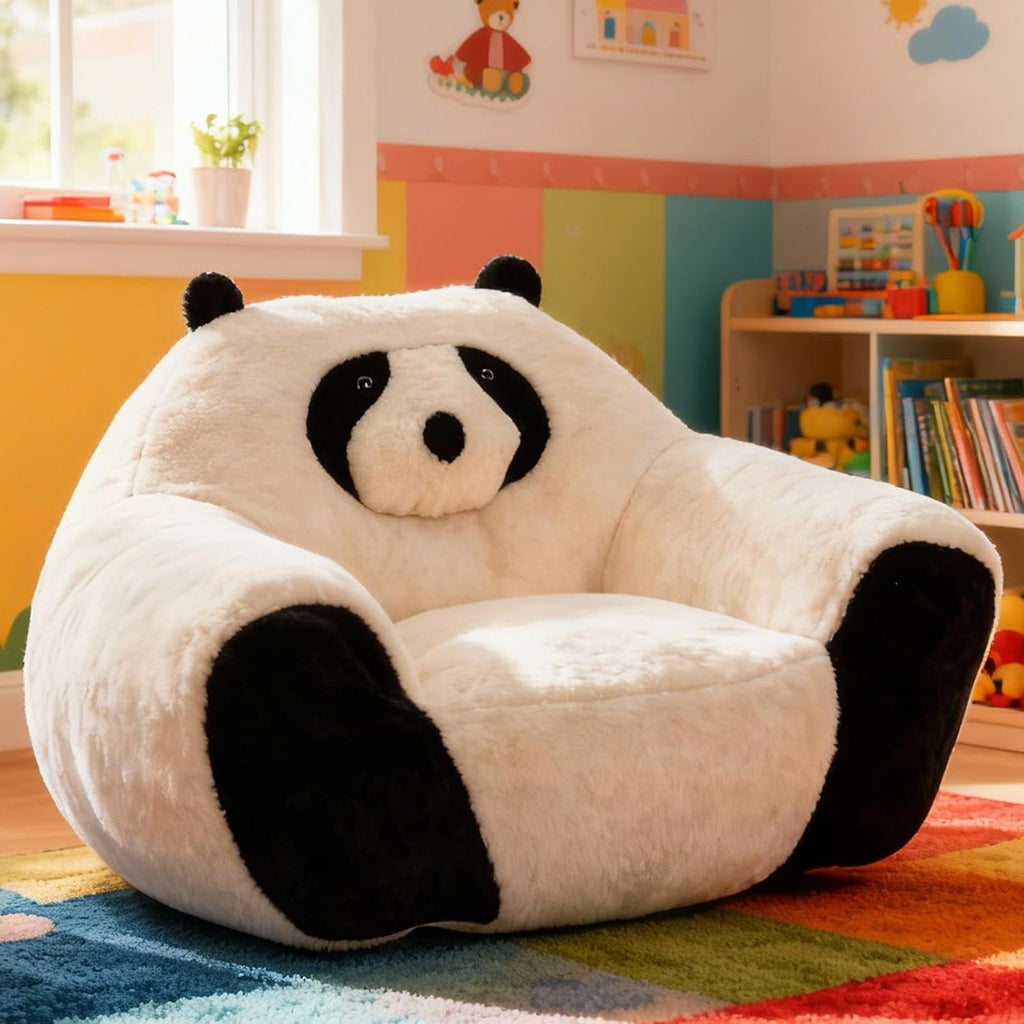 Majnesvon Panda Kid Bean Bag with Filler, Small Beanbags for Kids, Fluffy Bean Bag Chair & Single Seat Sofa for Bedroom Living Room Children's Room